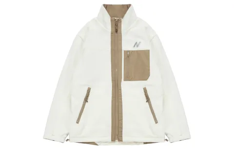 New Balance IU Velvet Jackets Unisex Khaki Stand Collar Moderate