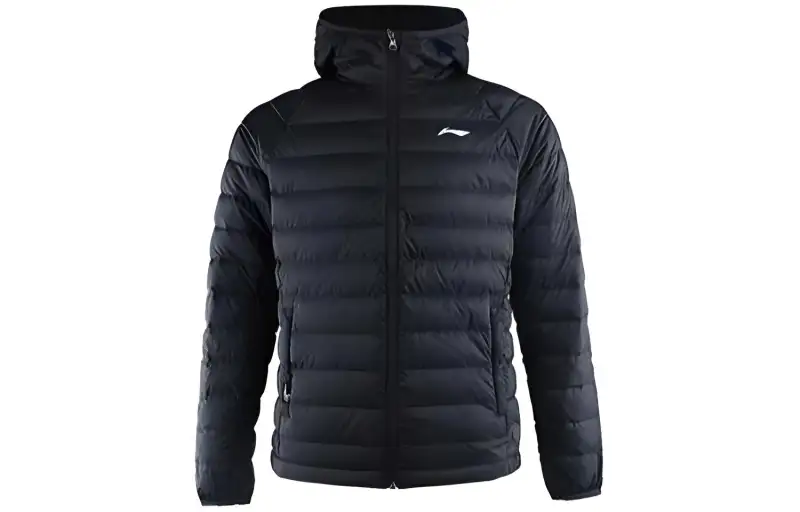Li Ning Down Jackets Men's Black Hooded Lightweight