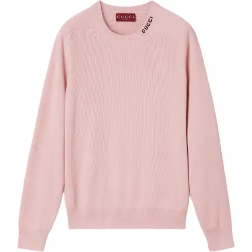 GUCCI Knitwear Men's Pink Crew Neck Moderate Other
