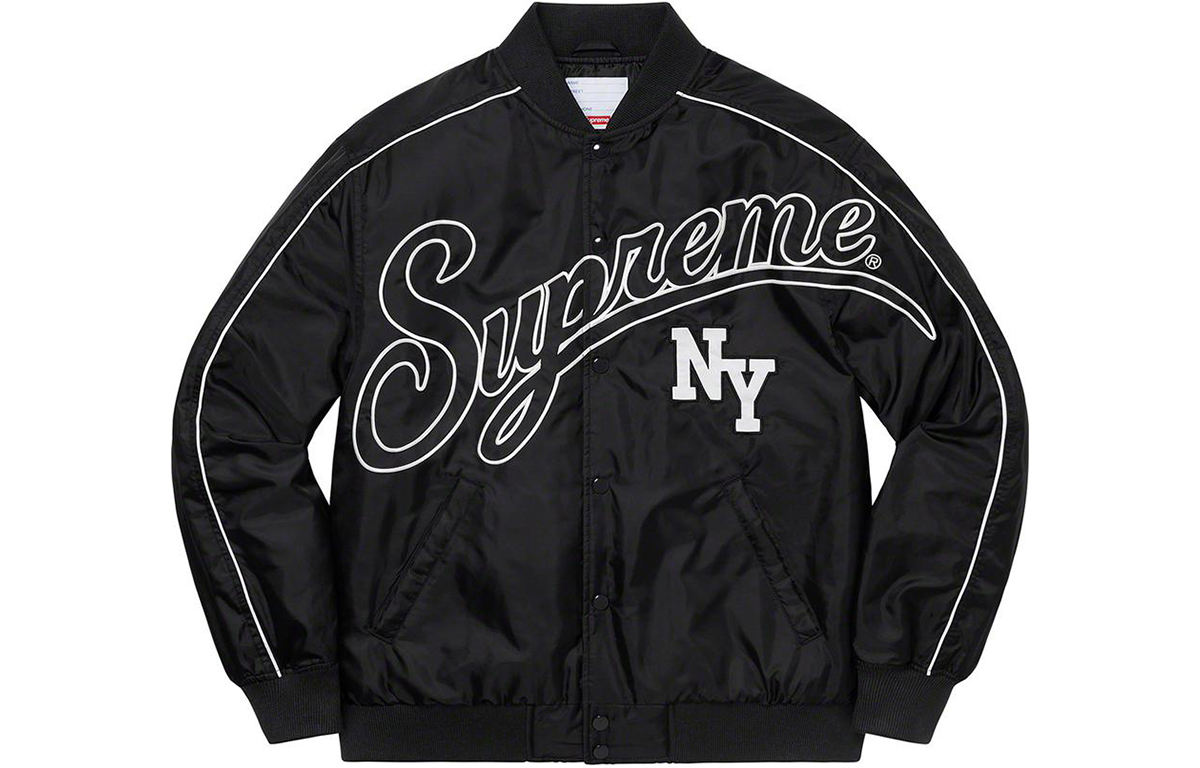 Куртка Supreme FW20 College Baseball Jacket (черно-белая) — фото 4