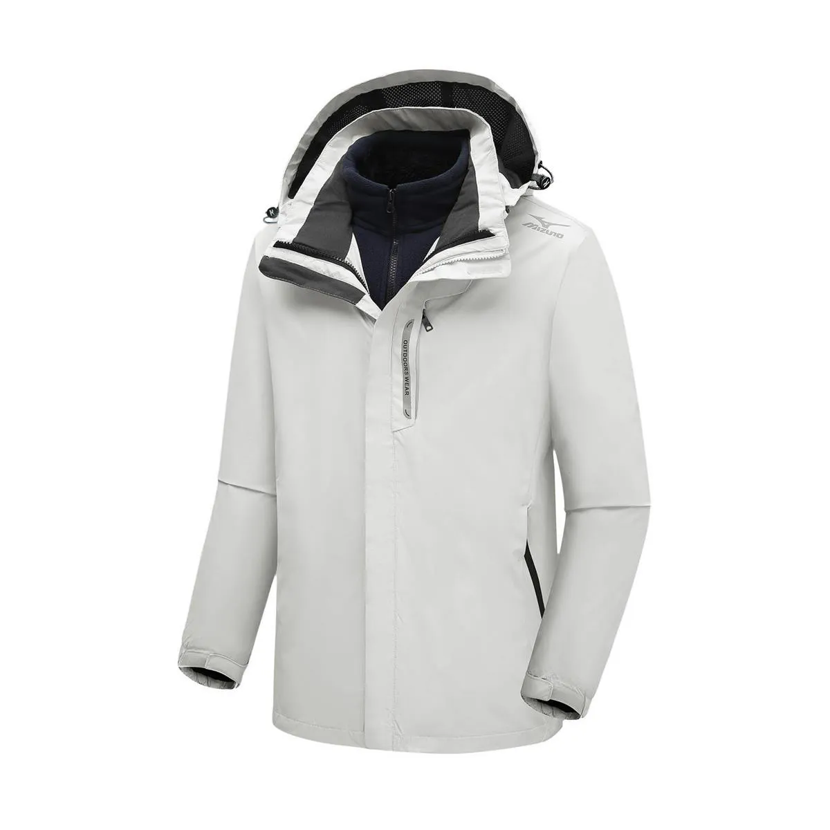 Mizuno Mitzon, Outdoor 3 in 1 Thickened And Fleece Lined Hooded Long Sleeved Windproof, Thermal, And Water Repellent