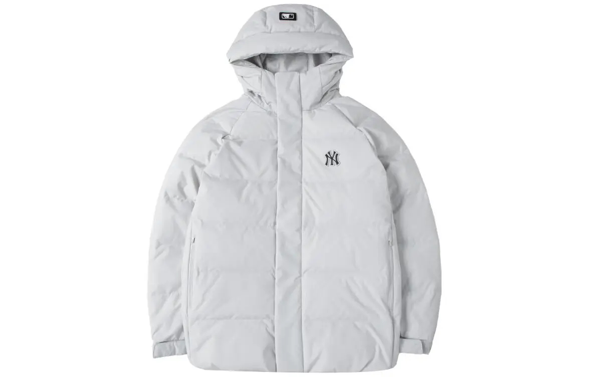 MLB Down Jackets Men's Light Gray Hooded Moderate Straight Fit