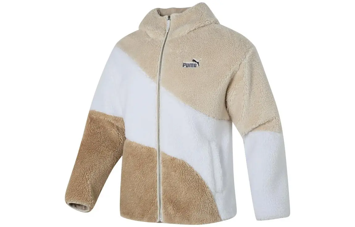 PUMA Jackets Unisex Khaki Hooded (Non-detachable) Moderate Straight Fit
