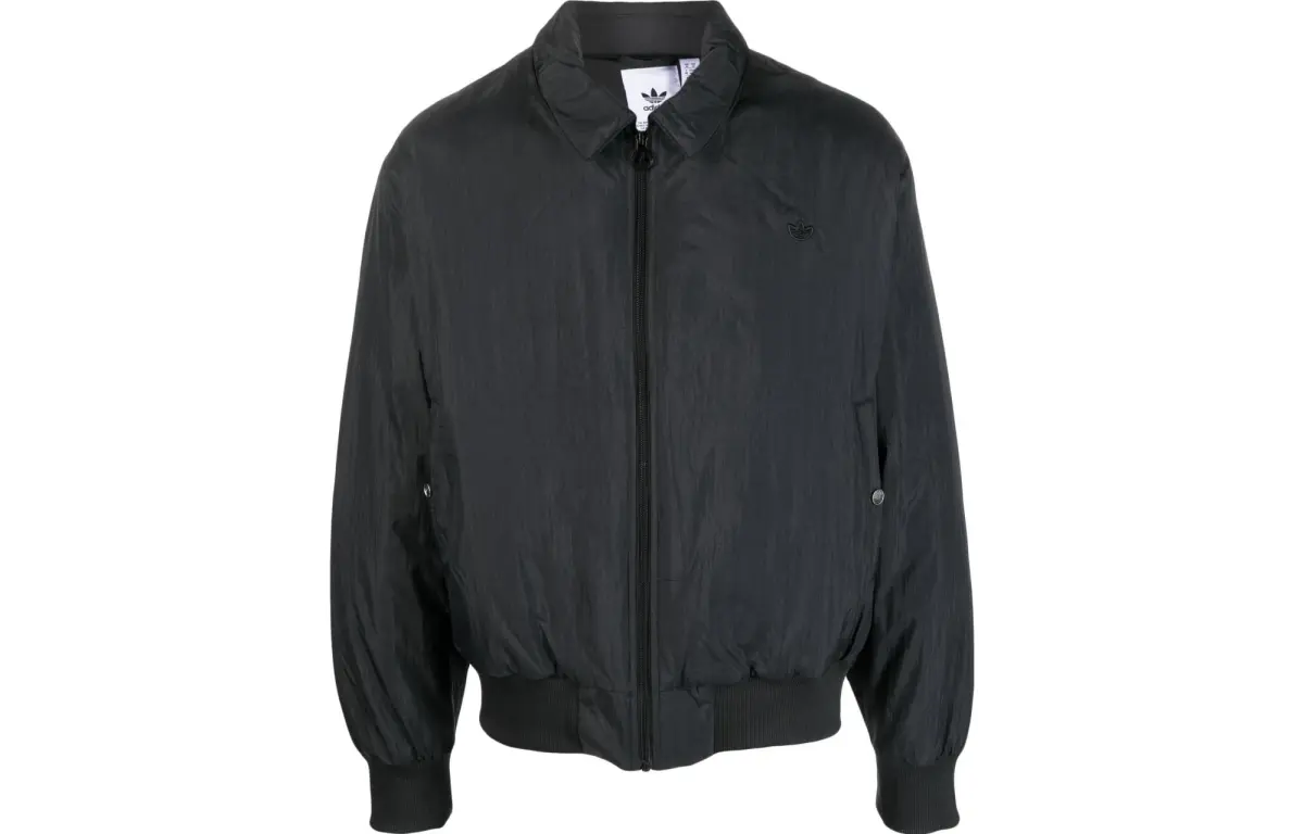 Adidas Puffer Jackets Men's Black Lapel Moderate Straight Fit