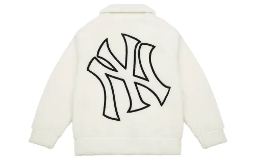 MLB Velvet Jackets Unisex Cream Lapel Thickened