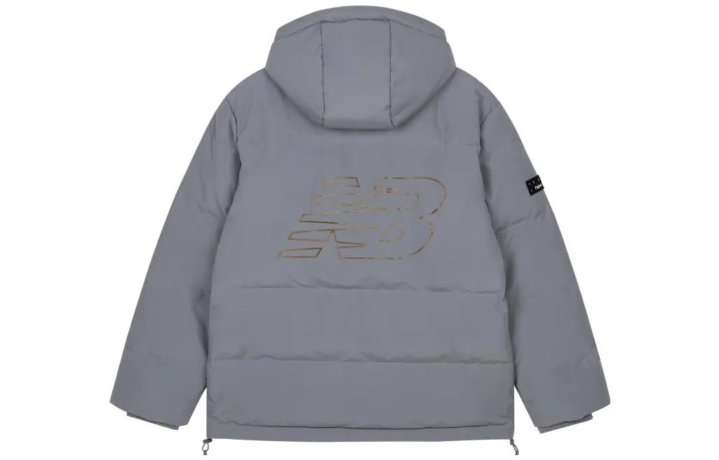 New Balance Down Jackets Men's Gray Hooded Moderate Quilted Down Jacket