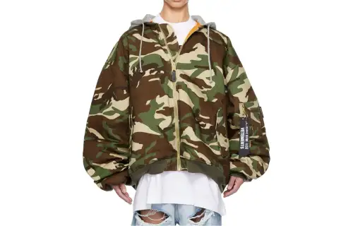 Vetements Jackets Men's Green Hooded Moderate Reversible