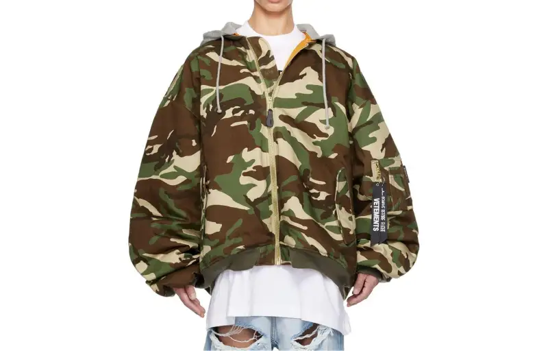 Vetements Jackets Men's Green Hooded Moderate Reversible