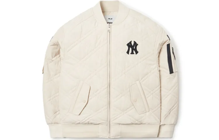 MLB Baseball Jacket Unisex Beige Yellow