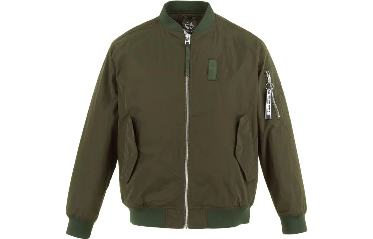 Timberland Puffer Jackets Men's Olive Stand Collar Moderate Detachable
