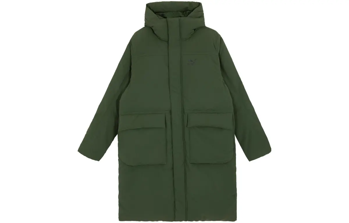 PUMA Down Jackets Men's Army Green Hooded Moderate Other