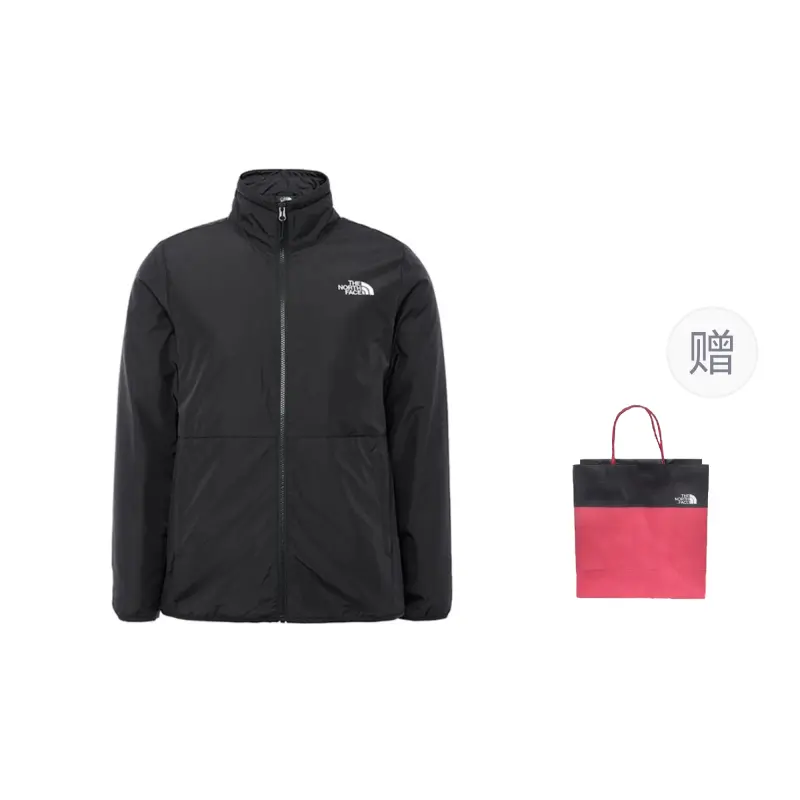 THE NORTH FACE Waterproof And Windproof Windbreaker Jacket Men's Black+Shopping Bag