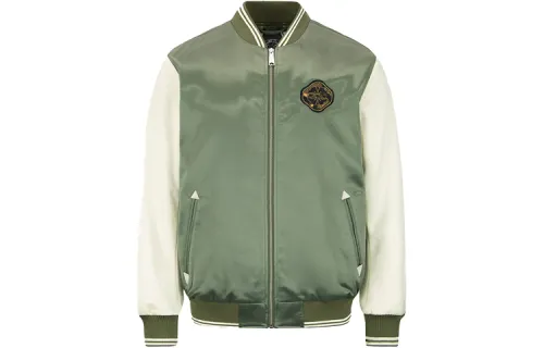 EVISU Baseball Jerseys Men's Dark Army Green Baseball Collar Moderate Straight Fit
