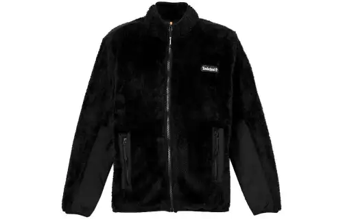 Timberland Velvet Jackets Unisex Black Stand Collar Moderate