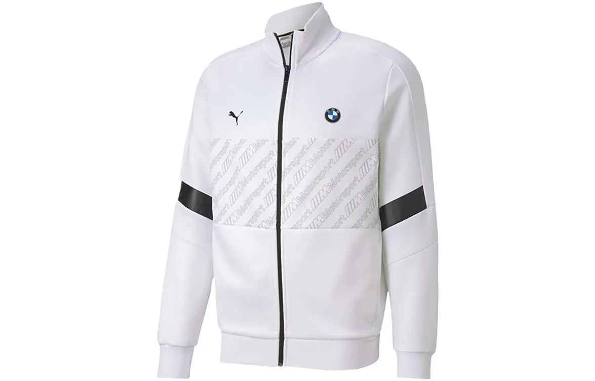 PUMA X BMW Jackets Men's White Stand Collar Moderate Straight Fit