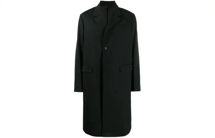 PRADA Coats Men's Black Suit Collar Moderate Straight Fit