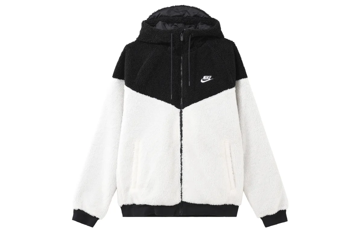 Nike Velvet Jackets Men's Ecru Hooded Thickened