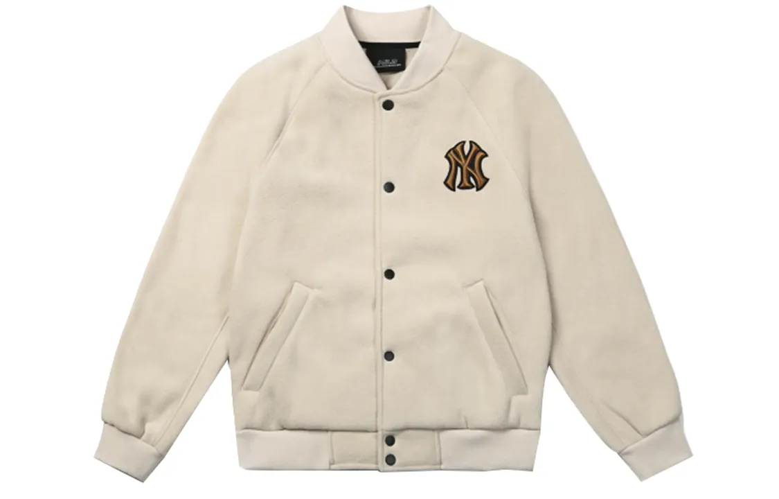 MLB Velvet Jackets Unisex White Baseball Collar Moderate Straight Fit