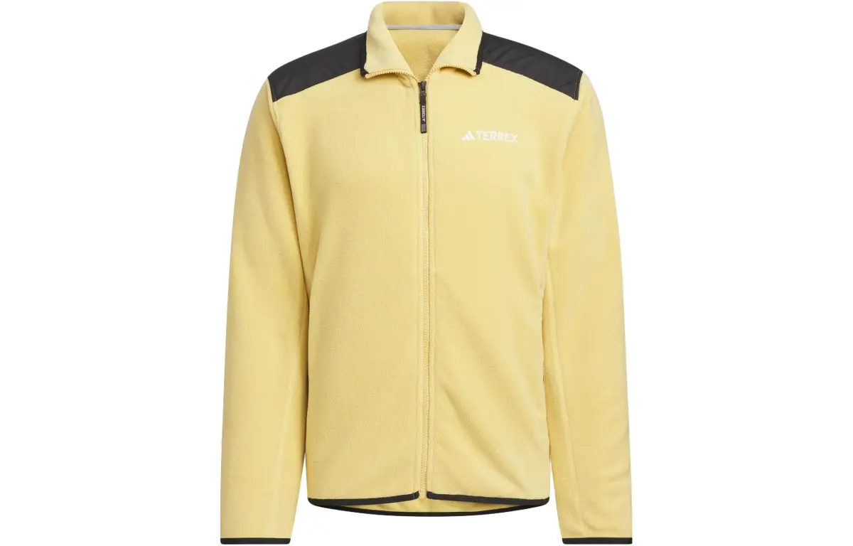 Adidas Full Zip Polar Fleece Jacket Velvet feel Coat Men's Light Yellow
