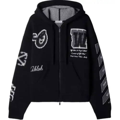 OFF-WHITE Zip-Up Drawstring Hoodie