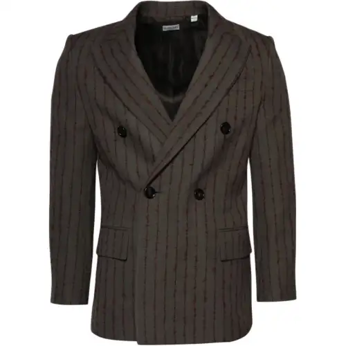 Burberry Striped Double Breasted Tailored Blazer