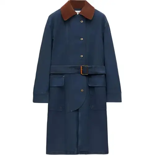LOEWE Coats Men's Blue Lapel Moderate Straight Fit