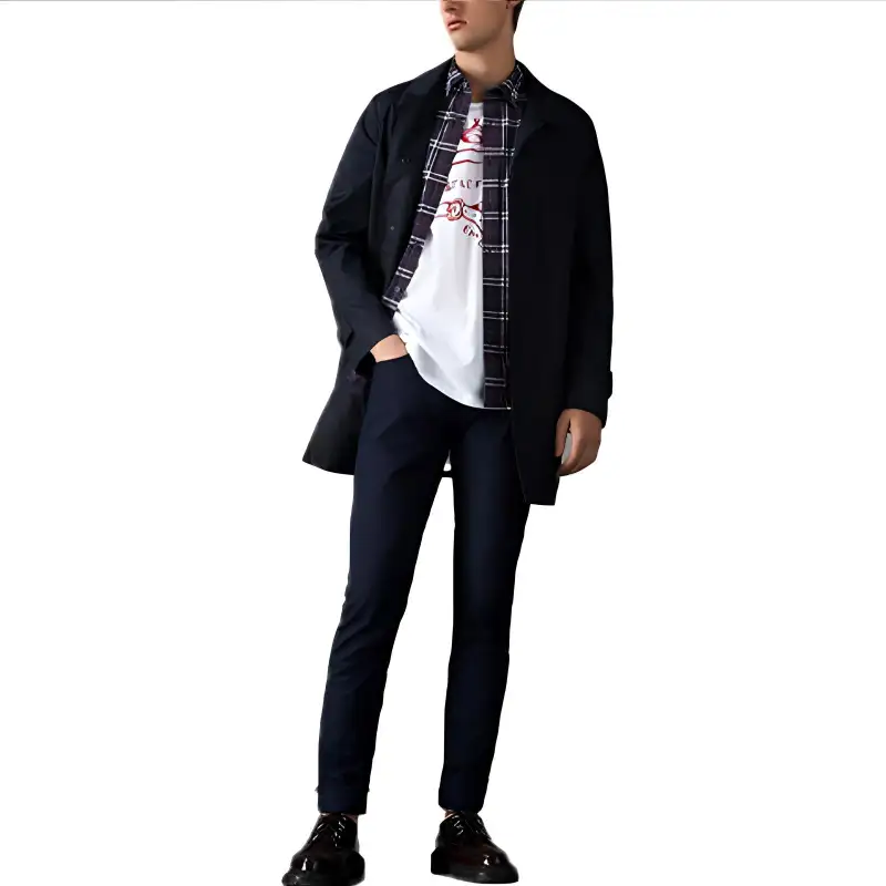 Burberry Coats Men's Black Lapel Moderate Straight Fit