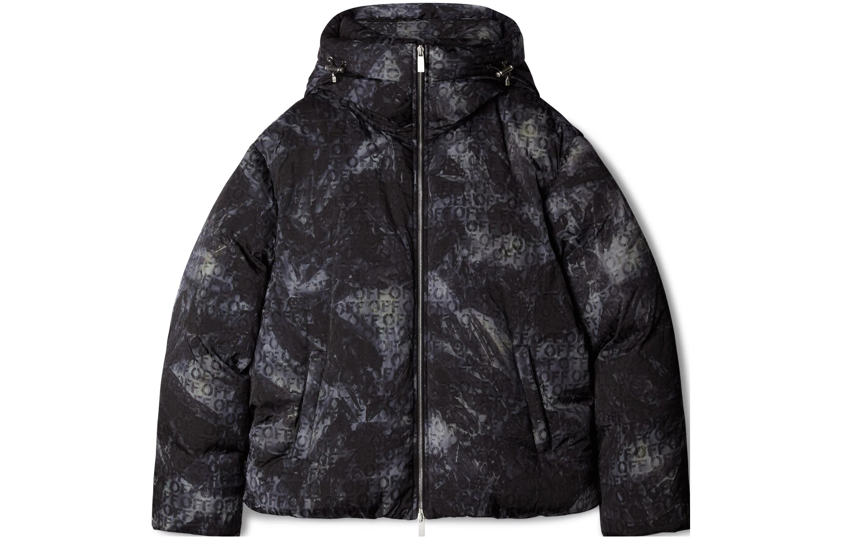 OFF-WHITE logo-jacquard puffer jacket