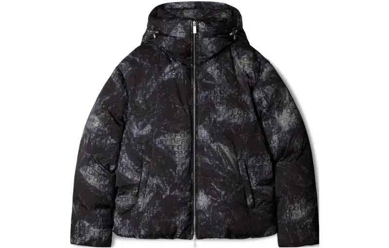 OFF-WHITE logo-jacquard puffer jacket