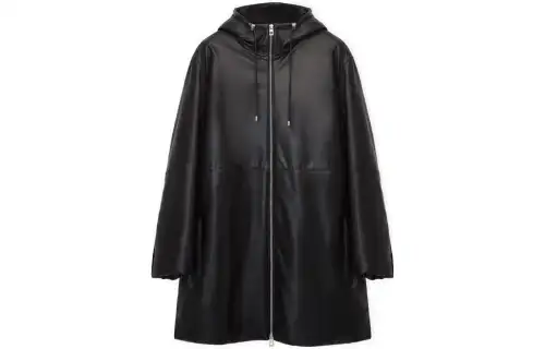 LOEWE Coats Men's Black Hooded Moderate Straight Fit