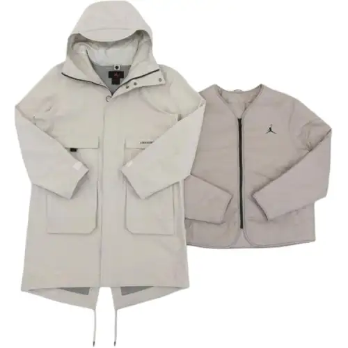 Jordan Coats Men's Beige Hooded Moderate Straight Fit