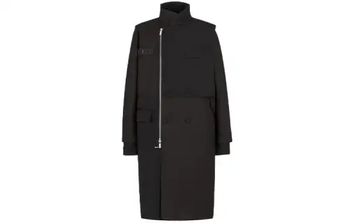 DIOR X Sacai Dior Quarterly New Products Coats Men's Black Stand Collar Moderate Straight Fit