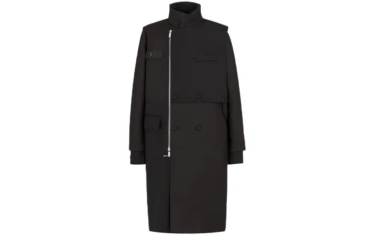 DIOR X Sacai Dior Quarterly New Products Coats Men's Black Stand Collar Moderate Straight Fit
