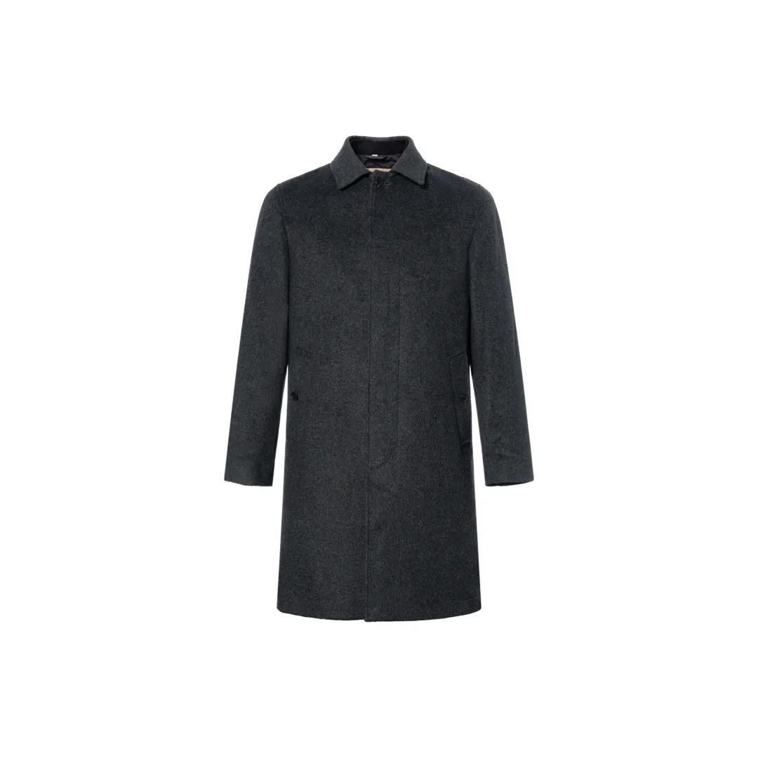 Burberry Coats Men's Gray Lapel Moderate Straight Fit