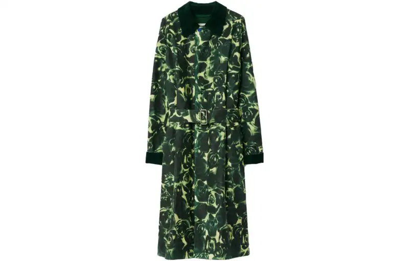 Burberry Coats Men's Ivy Green Lapel Moderate Straight Fit