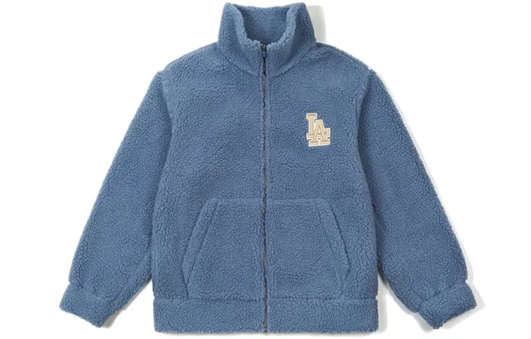 MLB Velvet Jackets Unisex Blue Stand Collar Thickened