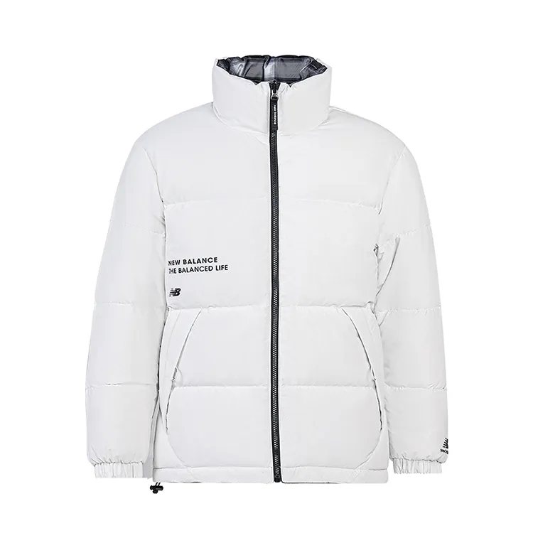 New Balance Down Jackets Unisex Ivory White Stand Collar Moderate Other
