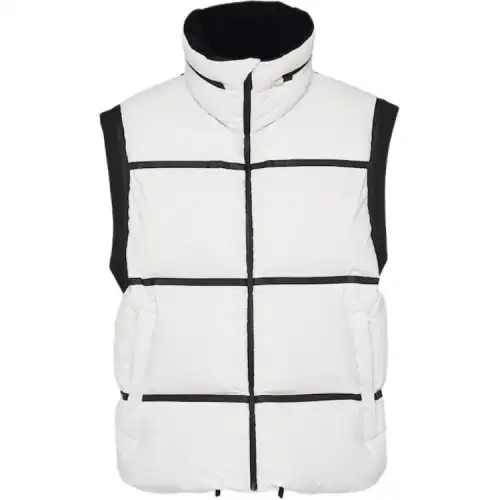 PRADA Vests Men's Pink Chalk White Stand Collar Moderate Other