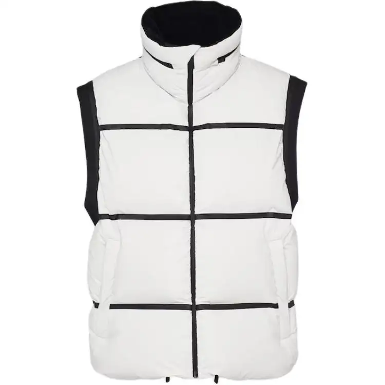 PRADA Vests Men's Pink Chalk White Stand Collar Moderate Other