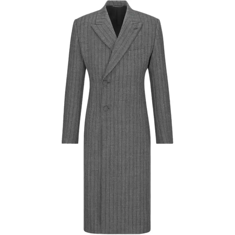 DIOR Coats Men's Gray Suit Collar Moderate Straight Fit