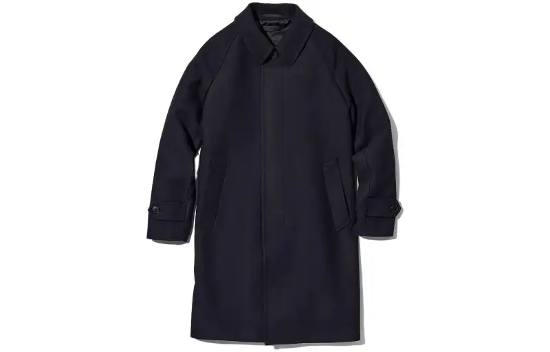 UNIQLO Coats Unisex Navy Blue Lapel Moderate