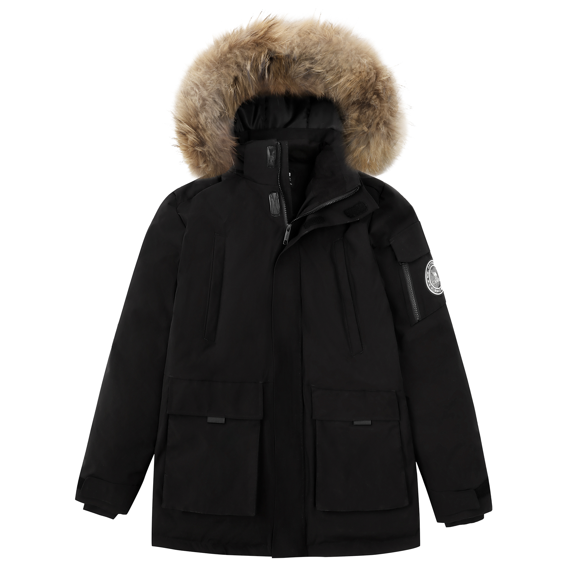 CAMEL Travel windproof water repellent keep warm down jacket for leisure with zipper, increased thickness
