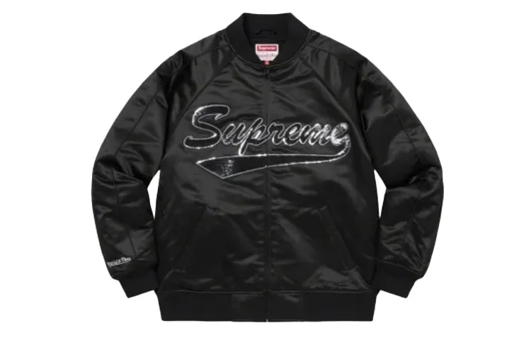 Supreme Mitchell & Ness Sequin Logo Varsity Jacket