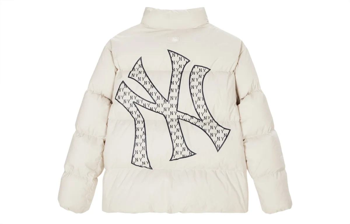MLB New York Yankees Down Jackets Unisex Ivory Stand Collar Thickened Puffer Jacket
