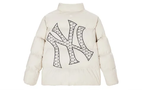 MLB New York Yankees Down Jackets Unisex Ivory Stand Collar Thickened Puffer Jacket