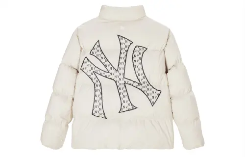 MLB New York Yankees Down Jackets Unisex Ivory Stand Collar Thickened Puffer Jacket
