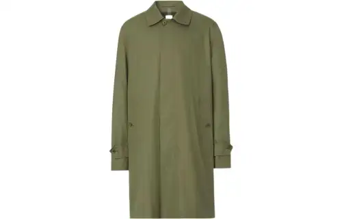 Burberry Coats Men's Olive Lapel Moderate Straight Fit