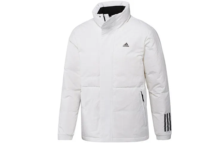 Adidas Down Jackets Men's White Stand Collar Moderate Puffer Jacket