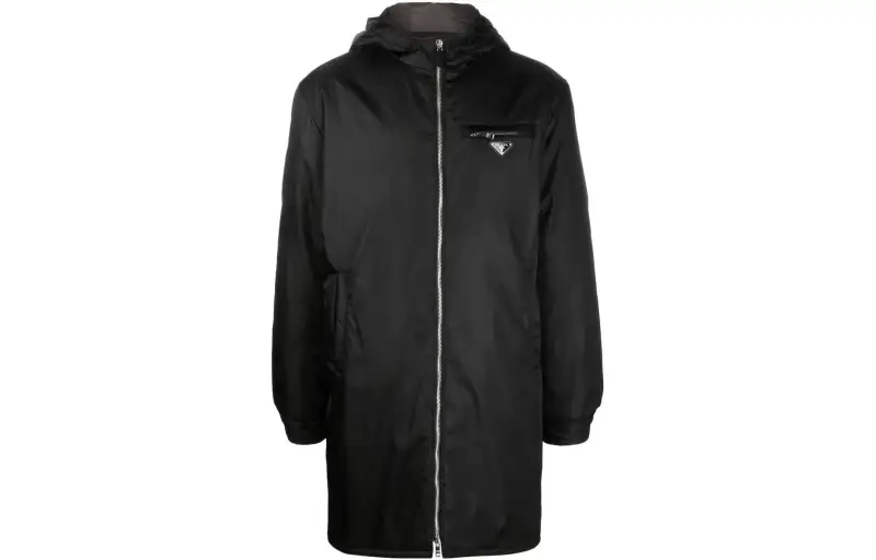 PRADA Coats Men's Black Hooded Moderate