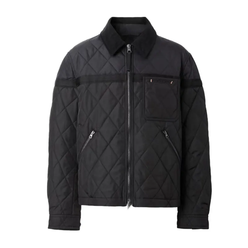 Burberry Men Diamond Pocket Zip-Up Jacket Black